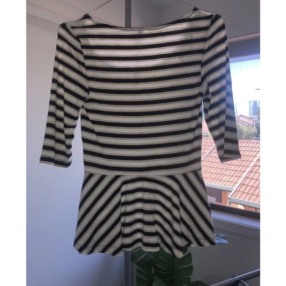 AUS/UK 8/S MissShop Womens Top, Stripped Peplum Style Cotton Top Long Sleeved - Picture 2 of 6